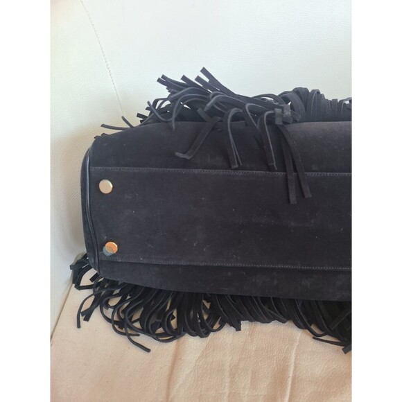 Yves Saint Laurent Black Leather Trois Clous Fringe Top Handle Tote Bag No Strap - Picture 13 of 16